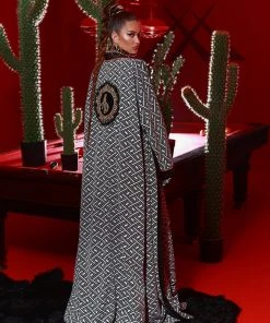 Shopalbina2022 Seamless Pattern Jumpsuit & Cape