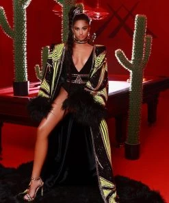 Shopalbina2022 Black & Yellow Neon Bodysuit With Cape