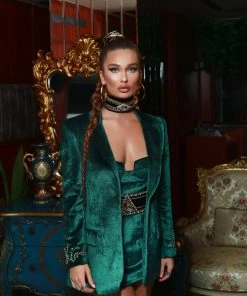 Shopalbina2022 2020's Mini Phthalo Green Dress & Jacket
