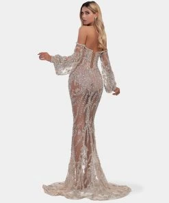 Shopalbina2022 WILD Long Silver Off Shoulder Dress