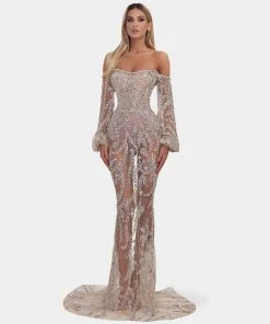 Shopalbina2022 WILD Long Silver Off Shoulder Dress