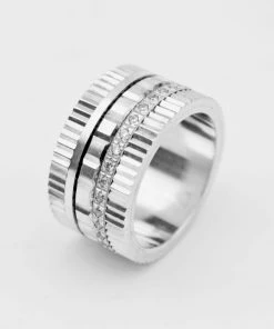 Shopalbina2022 Accessories Wide Halo Ring With Lines Detailing