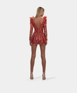 Shopalbina2022 Red Feathered Short Dress 5 Shopalbina2022 Red Feathered Short Dress