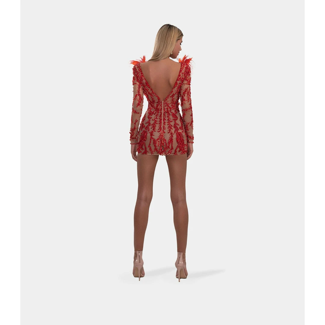 Shopalbina2022 Red Feathered Short Dress 3 Shopalbina2022 Red Feathered Short Dress