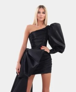 Shopalbina2022 Long Ribbon One Sleeved Dress