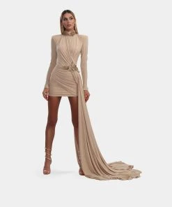 Shopalbina2022 Short Dress With One Sided Tail WILD