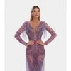 Shopalbina2022 Long Dress With Purple Embroidery And Tassels