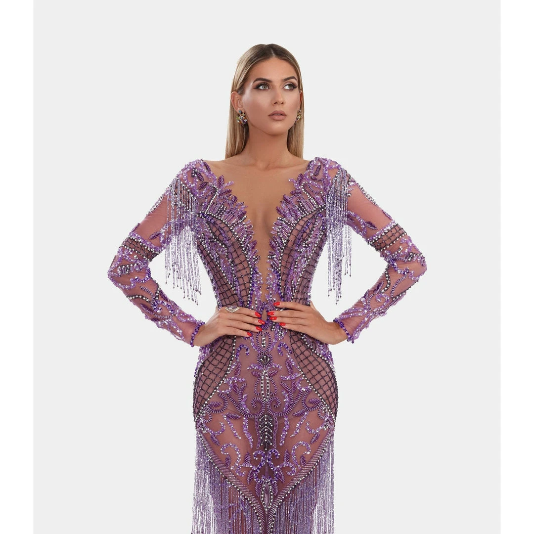 Shopalbina2022 Long Dress With Purple Embroidery And Tassels 1 Shopalbina2022 Long Dress With Purple Embroidery And Tassels