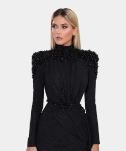 Shopalbina2022 Short Black Dress With High Neck And Side Tail WILD 9 Shopalbina2022 Short Black Dress With High Neck And Side Tail WILD