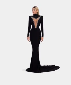 Shopalbina2022 WILD Black Evening Gown With Mermaid Sweep Train