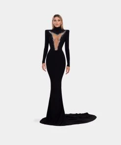 Shopalbina2022 WILD Black Evening Gown With Mermaid Sweep Train