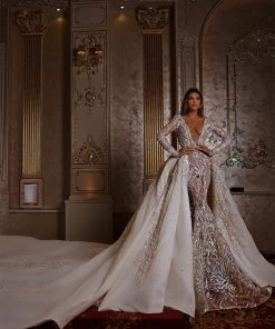 Shopalbina2022 Bridal Couture Mermaid Gown With Embellished Detachable Train