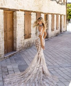 Shopalbina2022 Halter Neck Dress With Detailed Hanging Off Shoulder Sleeves Dress Spring 2020