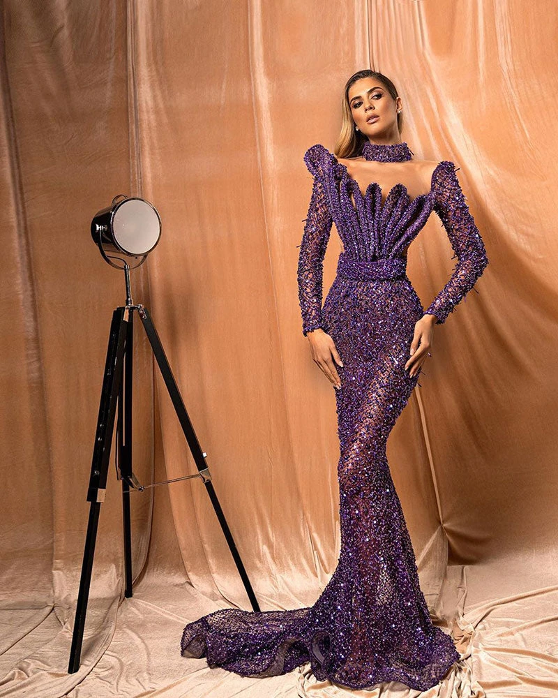 Shopalbina2022 Ruffled Embellished Purple Dress 1 Shopalbina2022 Ruffled Embellished Purple Dress