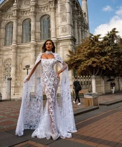 Shopalbina2022 Lace Cape-Sleeve Gown MESMERIZING