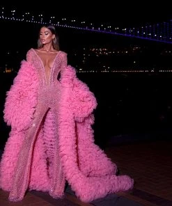 Shopalbina2022 MESMERIZING Long Cape Pink Jumpsuit