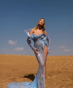 Shopalbina2022 DESERTE Long Corset Blue Dress