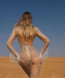 Shopalbina2022 High Neck Crystal Dress