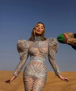 Shopalbina2022 Long Silver Dress DESERTE