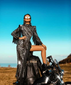 Shopalbina2022 Midi Dress With Long Tassels Sleeves