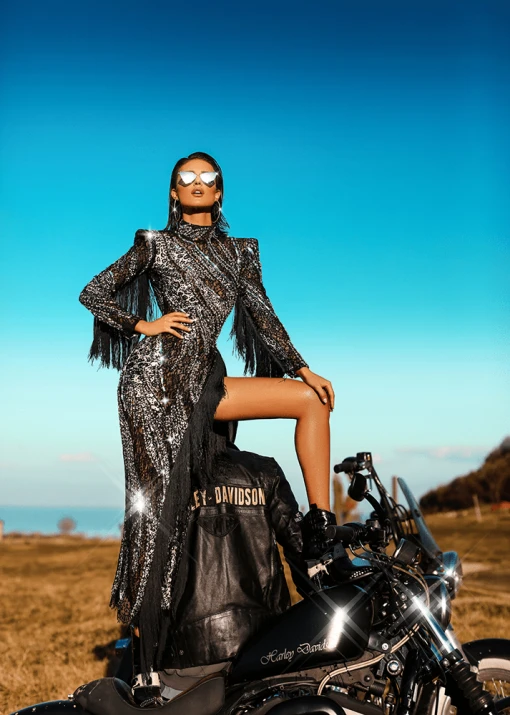 Shopalbina2022 Midi Dress With Long Tassels Sleeves