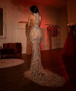 Shopalbina2022 HAUTE COUTURE Embellished Halter Neck Dress