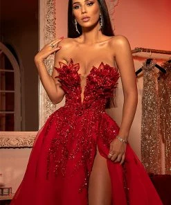Shopalbina2022 HAUTE COUTURE Red Organza Embroidered Gown