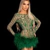 Shopalbina2022 Green Embellished Dress