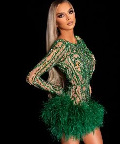 Shopalbina2022 Green Embellished Dress