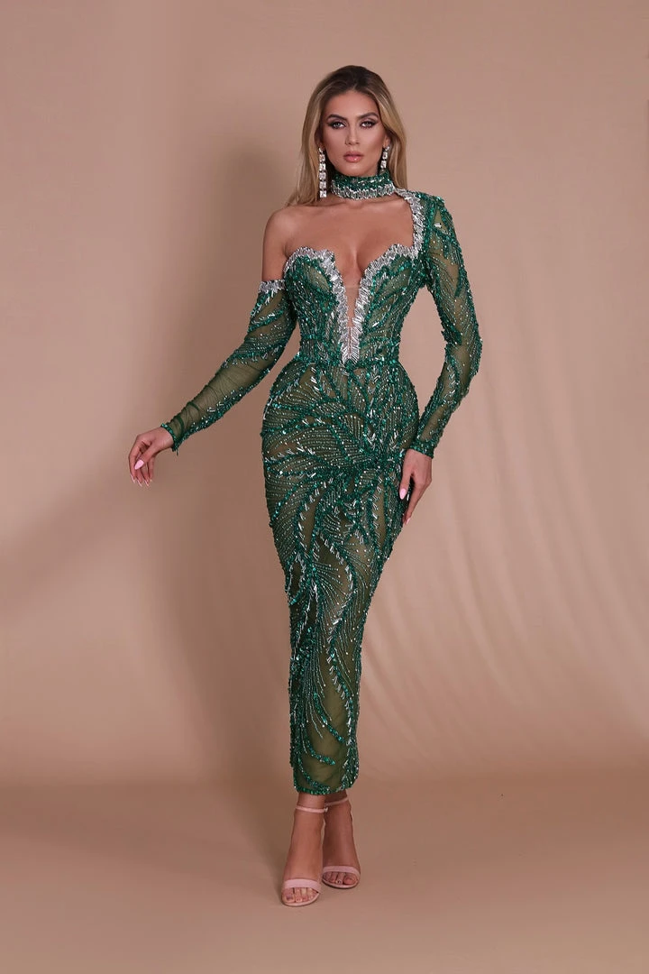 Shopalbina2022 Off-Shoulder Sleeve Green Dress ALBINADYLA X IVY SHOWROOM 3 Shopalbina2022 Off-Shoulder Sleeve Green Dress ALBINADYLA X IVY SHOWROOM