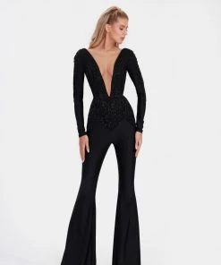 Shopalbina2022 WILD Black Jumpsuit With Shiny Tassels