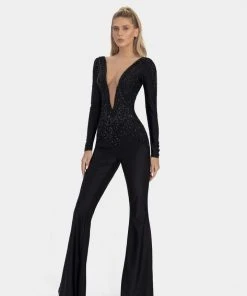 Shopalbina2022 WILD Black Jumpsuit With Shiny Tassels