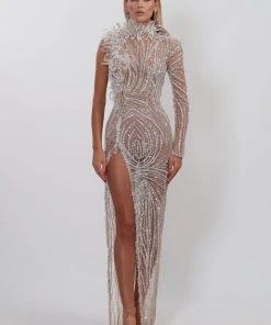 Shopalbina2022 Silver Embellished Gown WILD