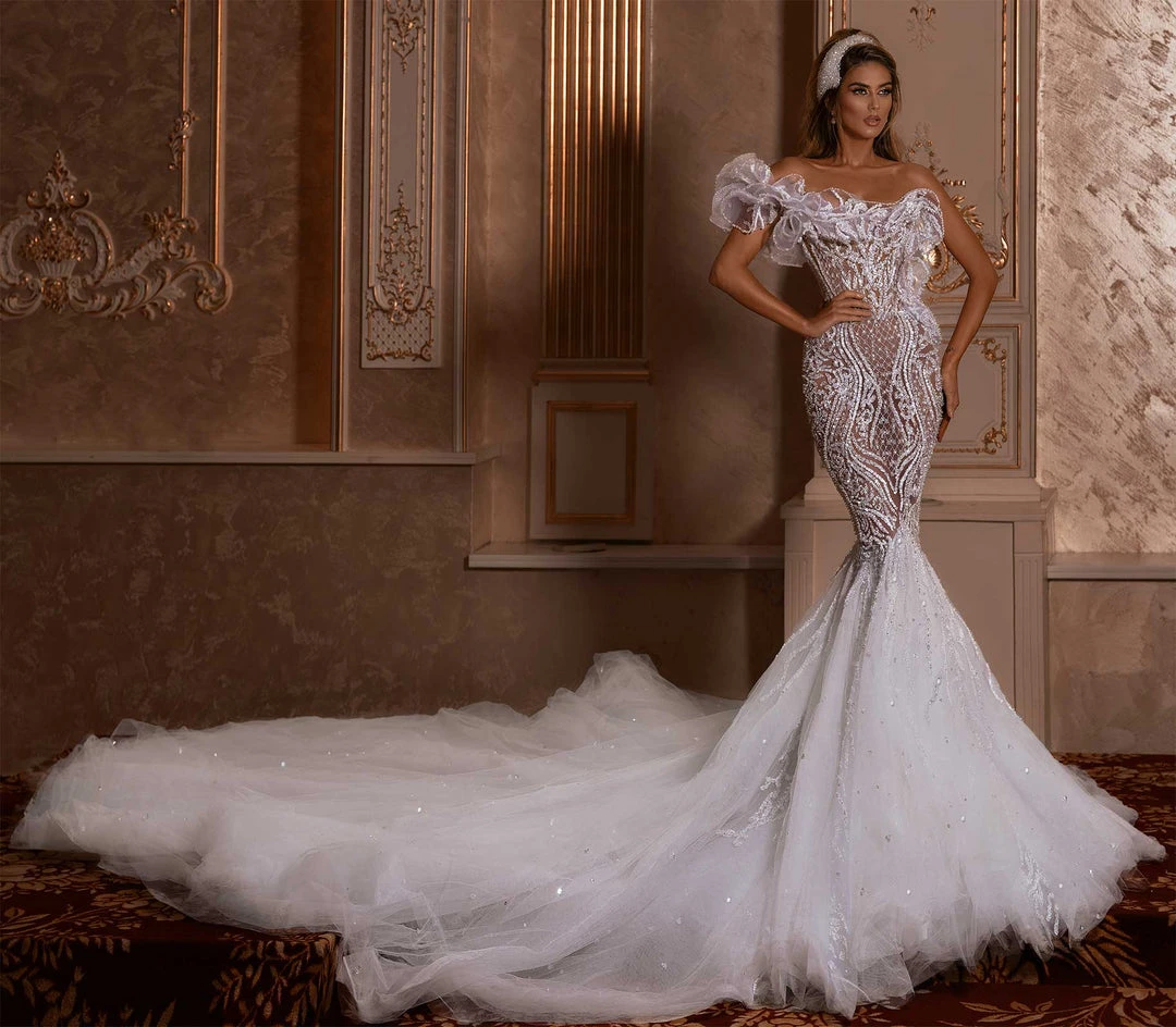 Shopalbina2022 One Shoulder Mermaid Bridal Gown 2 Shopalbina2022 One Shoulder Mermaid Bridal Gown