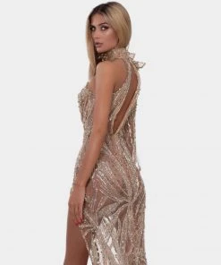 Shopalbina2022 WILD Gold Embellished Glamorous Dress