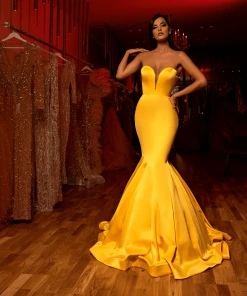 Shopalbina2022 Simple Yellow Trumpet Dress