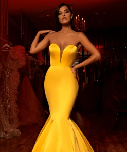 Shopalbina2022 Simple Yellow Trumpet Dress