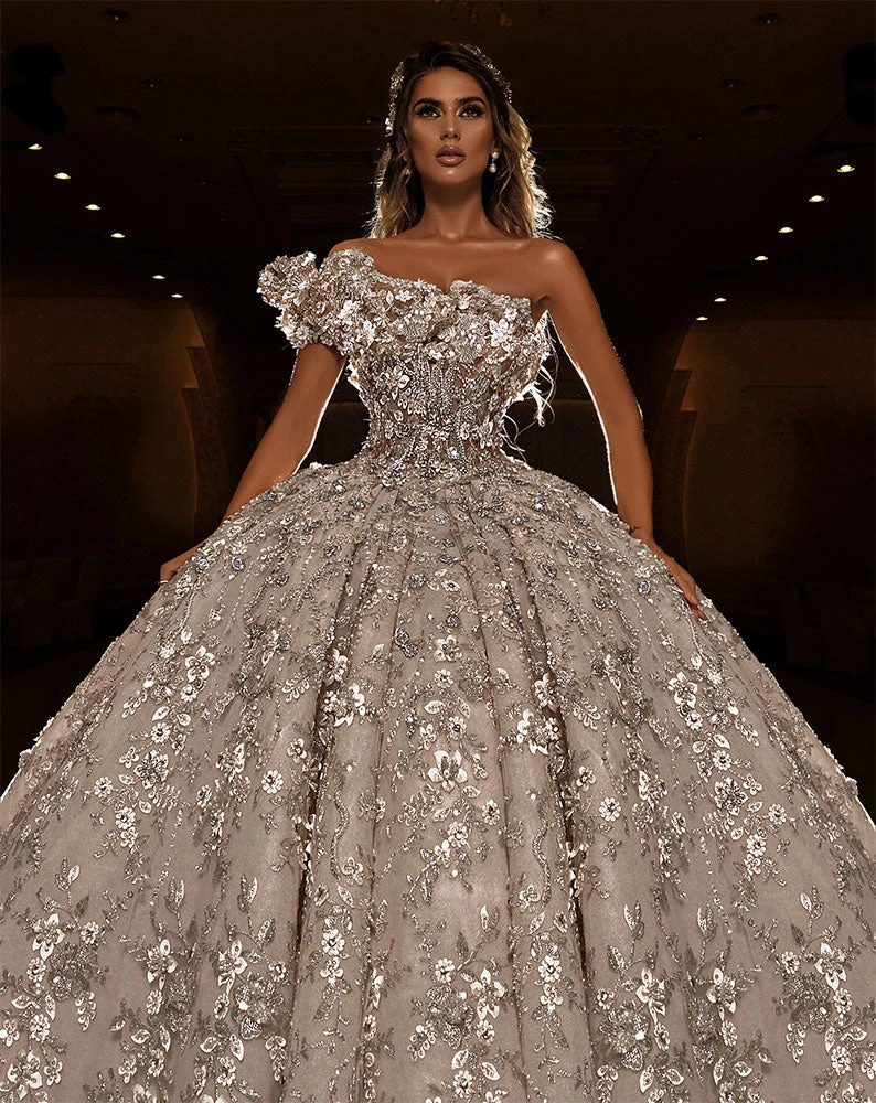 Shopalbina2022 Bridal Couture One Ruffle Shoulder Bridal Gown 1 Shopalbina2022 Bridal Couture One Ruffle Shoulder Bridal Gown