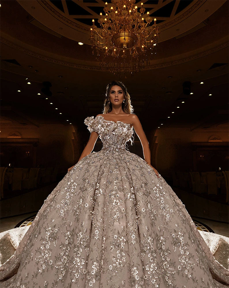 Shopalbina2022 Bridal Couture One Ruffle Shoulder Bridal Gown 2 Shopalbina2022 Bridal Couture One Ruffle Shoulder Bridal Gown