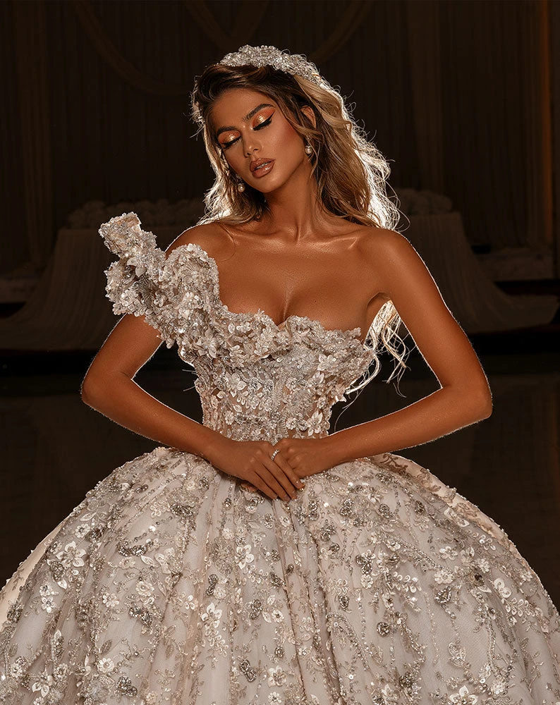 Shopalbina2022 Bridal Couture One Ruffle Shoulder Bridal Gown 6 Shopalbina2022 Bridal Couture One Ruffle Shoulder Bridal Gown