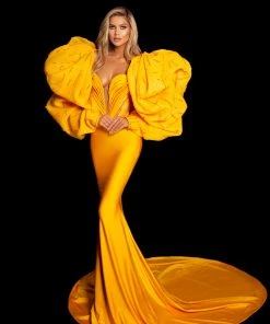 Shopalbina2022 Puff Sleeve Yellow Dress