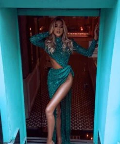 Shopalbina2022 Fairy Tale Cut-out Waist Green Dress